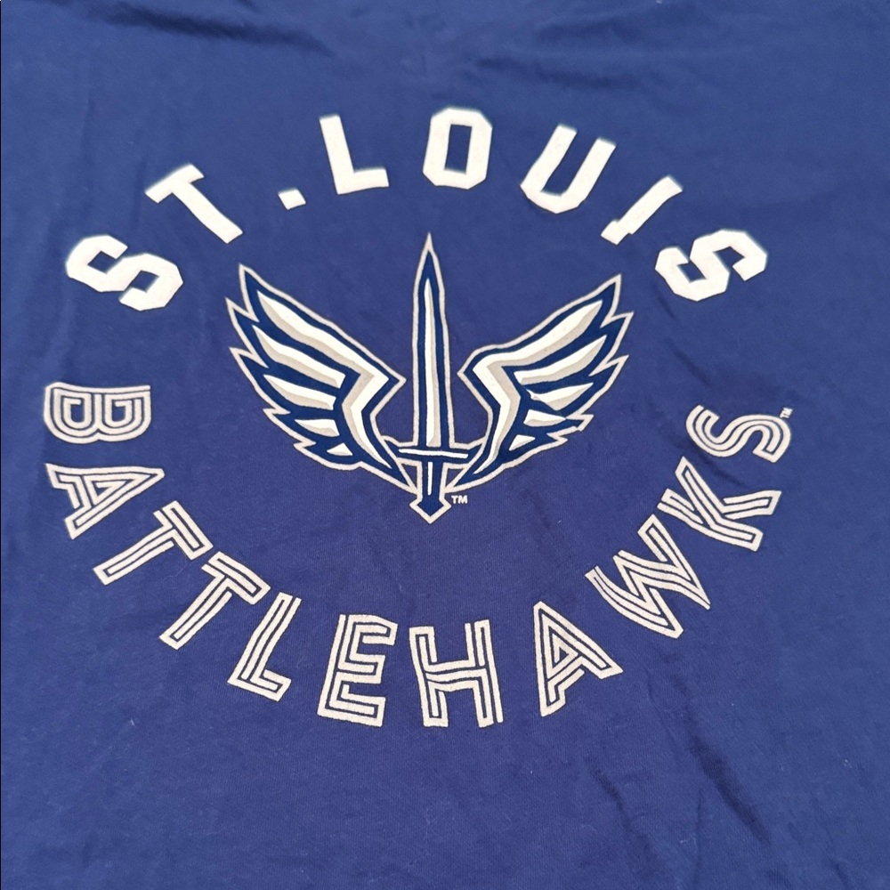Defunct XFL. St. Louis Battlehawks Blue Short Sleeve Tee for her. NWT. - Picture 4 of 5